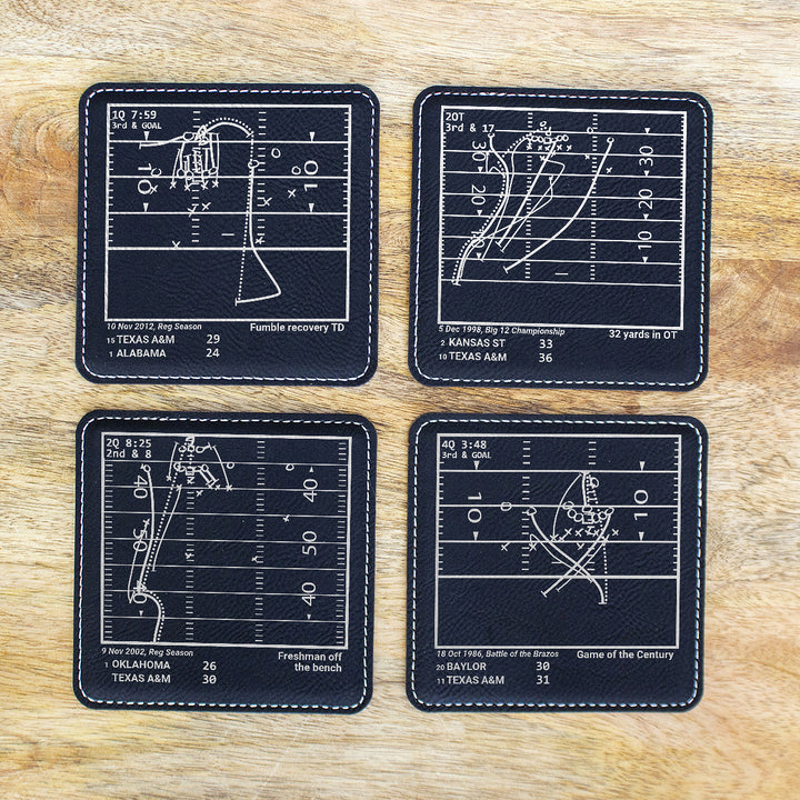 Greatest Texas A&M Football Plays: Leatherette Coasters (Set of 4)