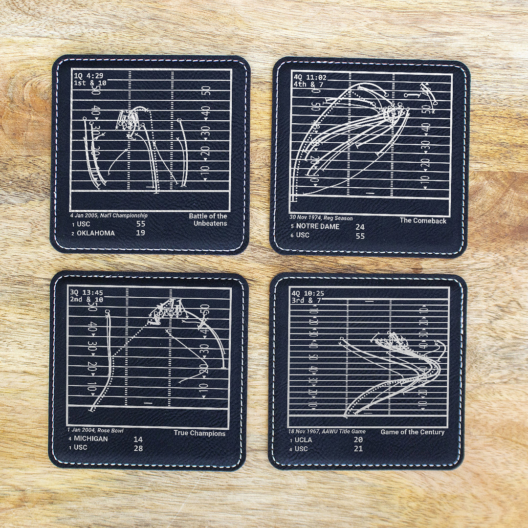 Greatest USC Football Plays: Leatherette Coasters (Set of 4)