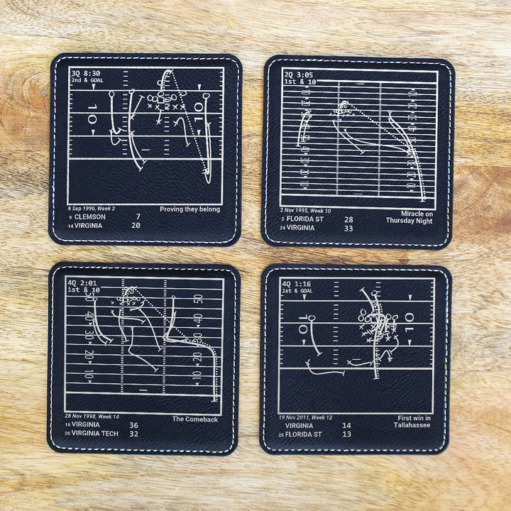 Greatest Virginia Football Plays: Leatherette Coasters (Set of 4)