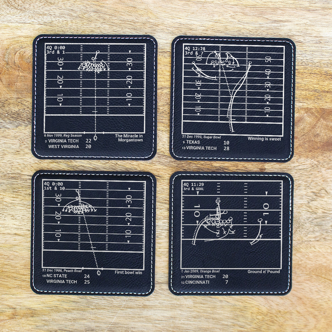 Greatest Virginia Tech Football Plays: Leatherette Coasters (Set of 4)
