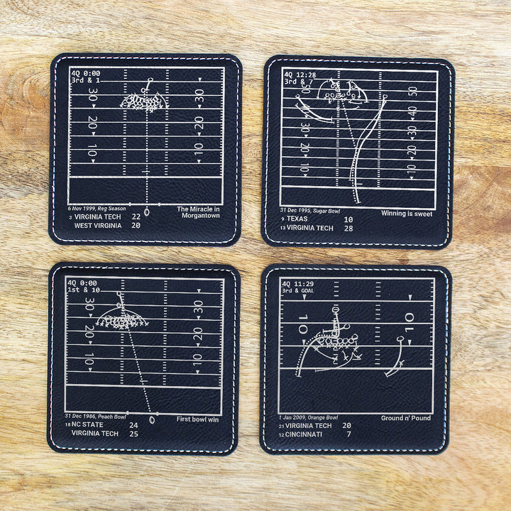 Greatest Virginia Tech Football Plays: Leatherette Coasters (Set of 4)