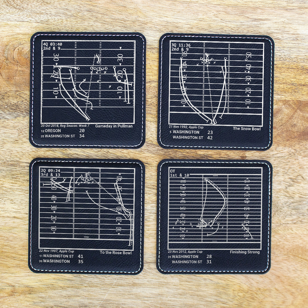 Greatest Washington State Football Plays: Leatherette Coasters (Set of 4)