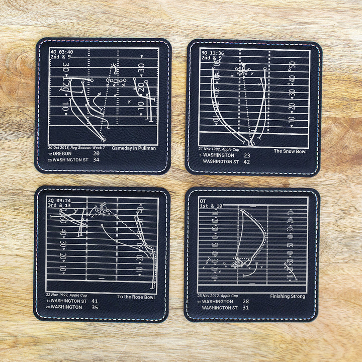 Greatest Washington State Football Plays: Leatherette Coasters (Set of 4)