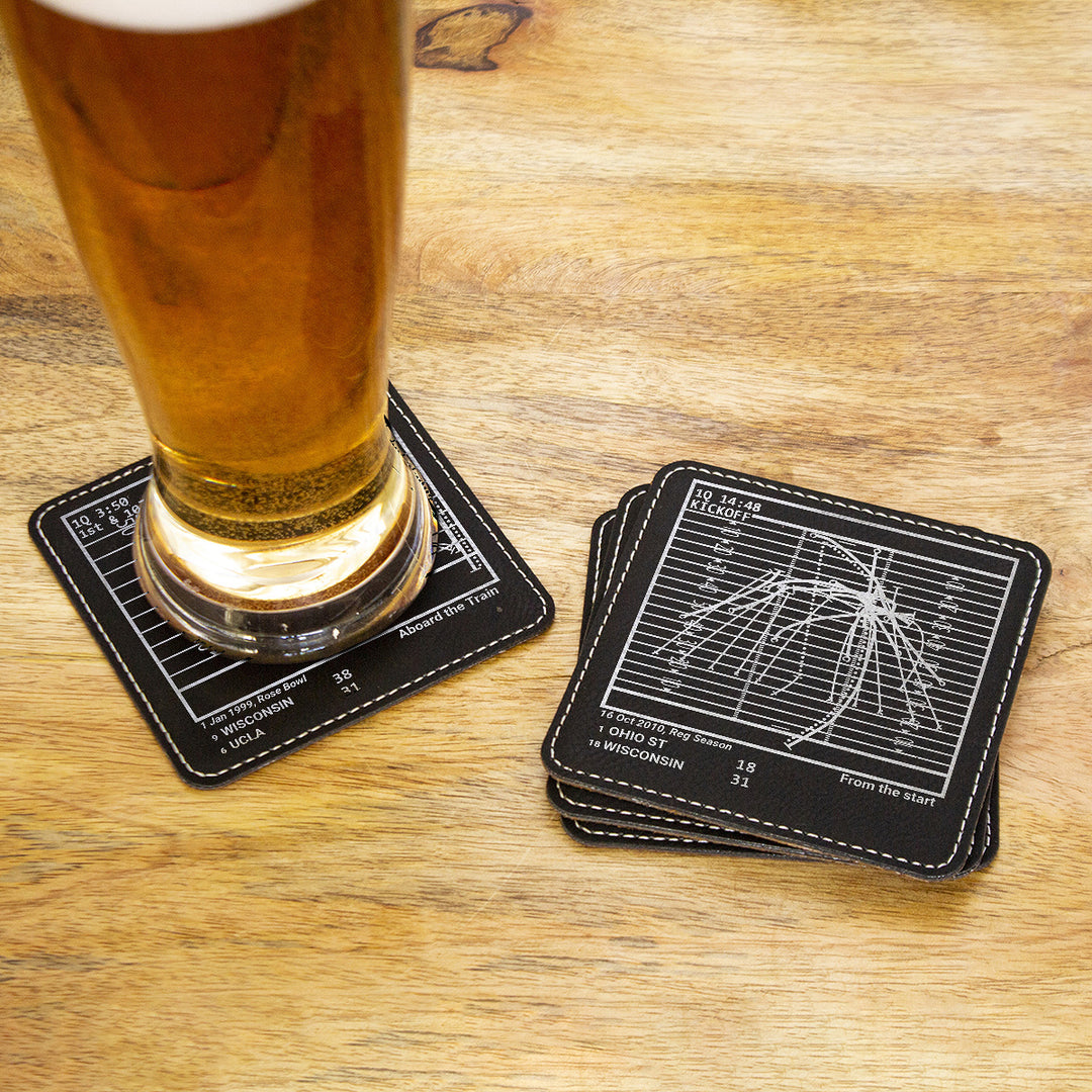 Greatest Wisconsin Football Plays: Leatherette Coasters (Set of 4)