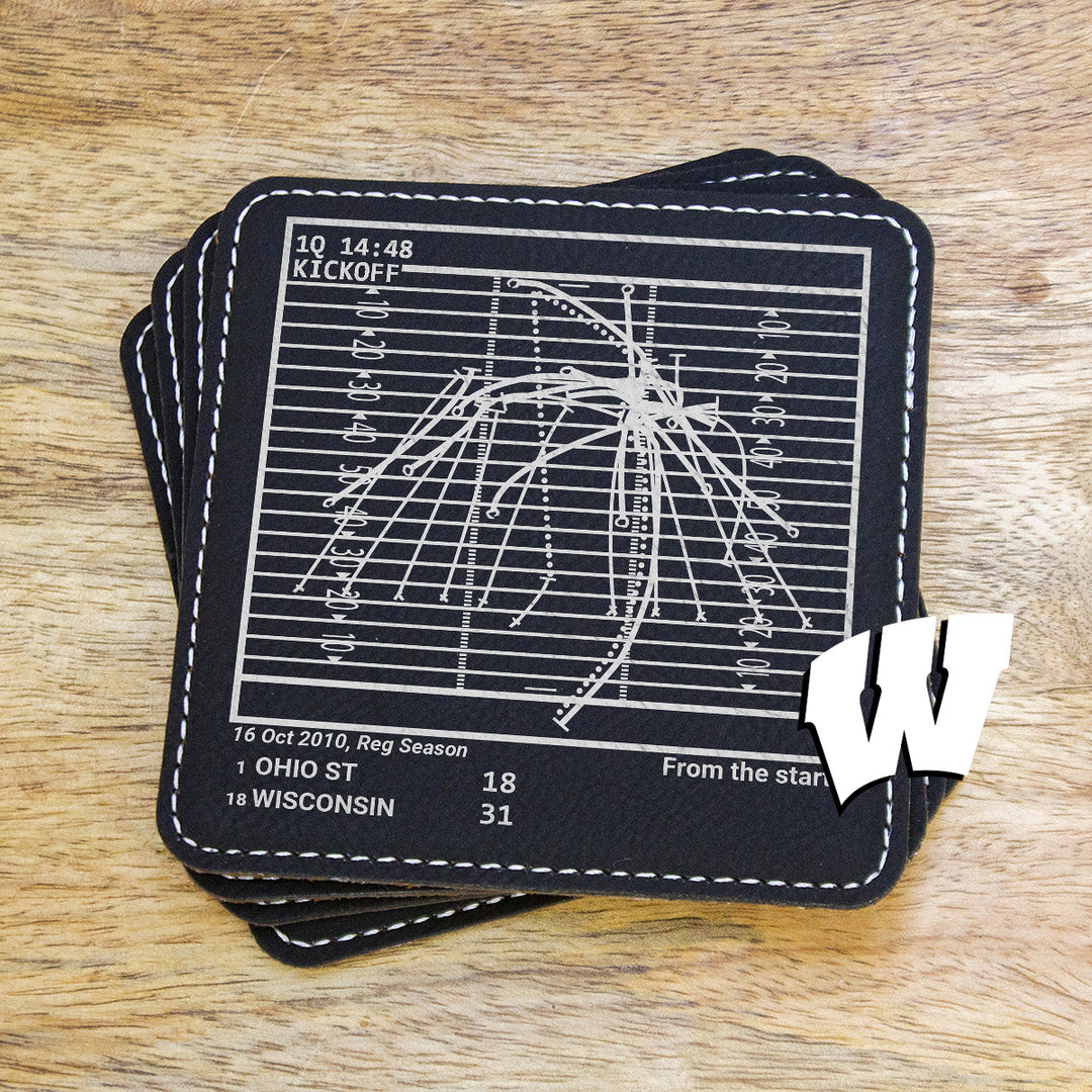Greatest Wisconsin Football Plays: Leatherette Coasters (Set of 4)