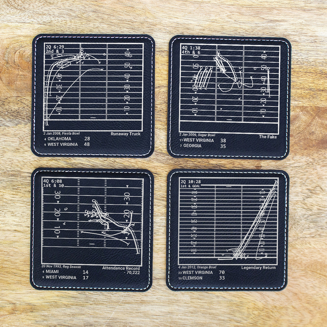 Greatest West Virginia Football Plays: Leatherette Coasters (Set of 4)