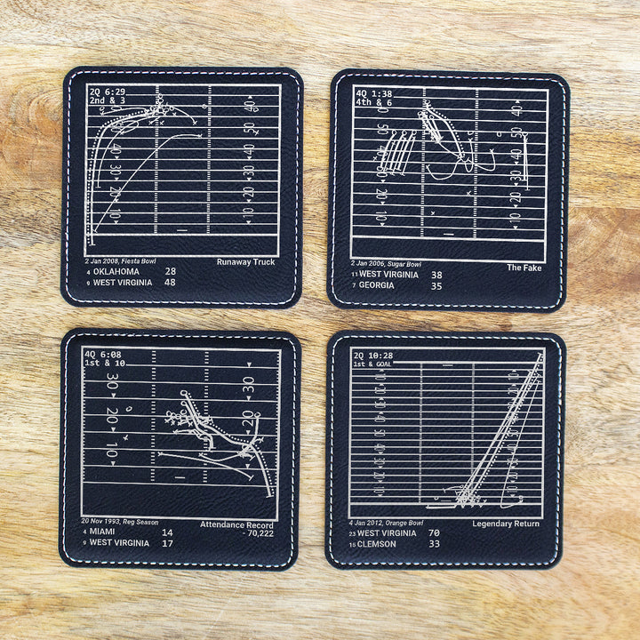 Greatest West Virginia Football Plays: Leatherette Coasters (Set of 4)