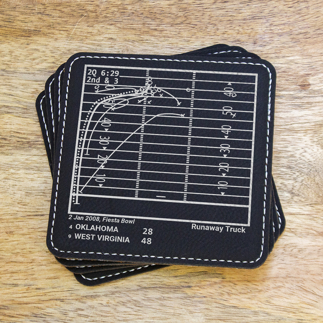 Greatest West Virginia Football Plays: Leatherette Coasters (Set of 4)