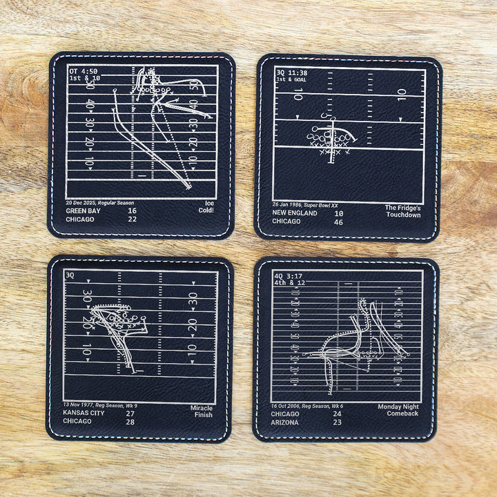 Chicago Bears Greatest Plays: Leatherette Coasters (Set of 4)