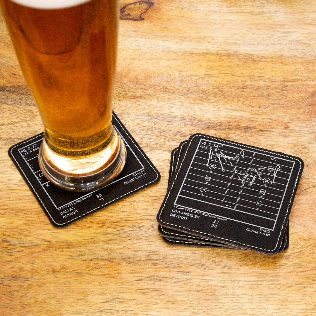 Detroit Lions Greatest Plays: Leatherette Coasters (Set of 4)