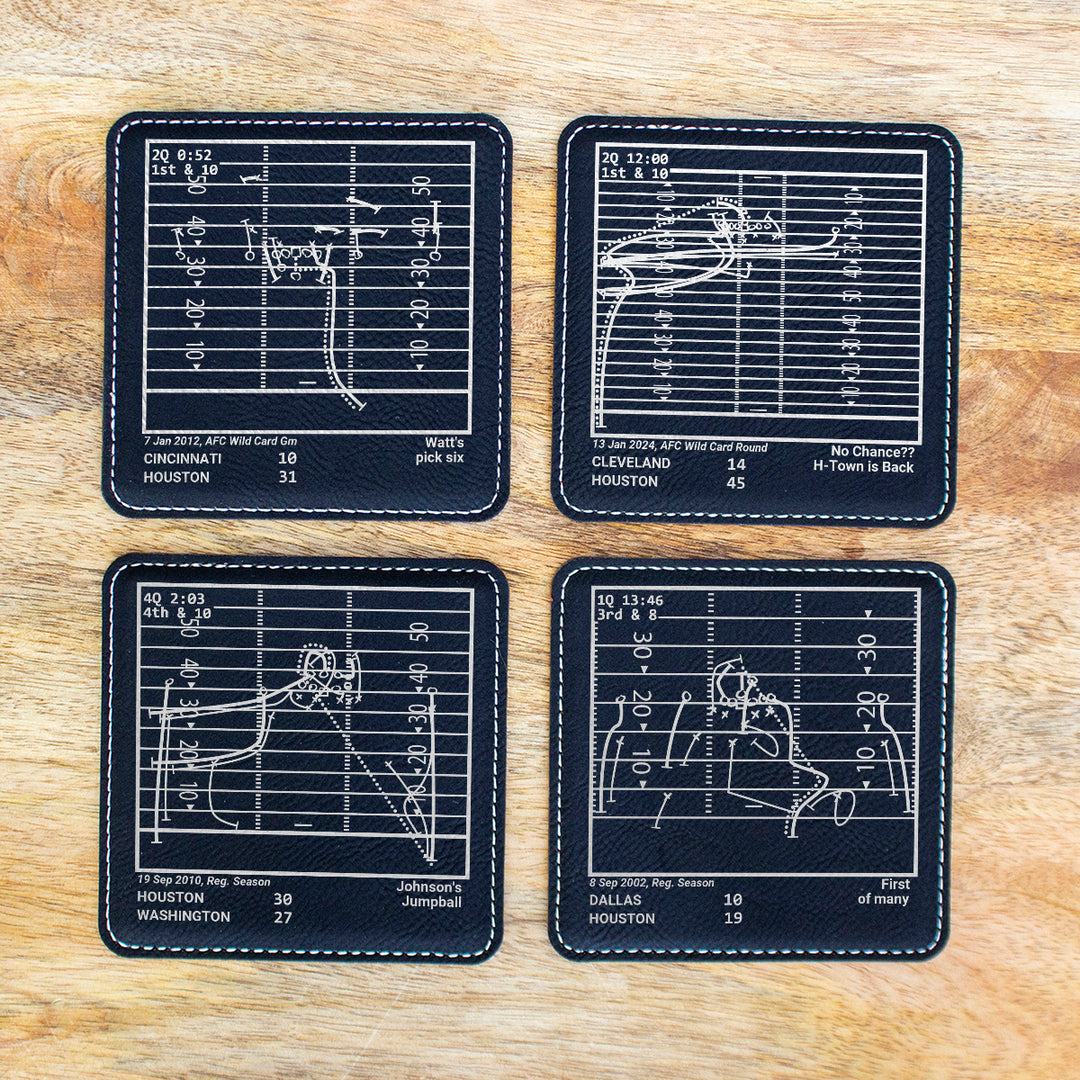 Houston Texans Greatest Plays: Leatherette Coasters (Set of 4)