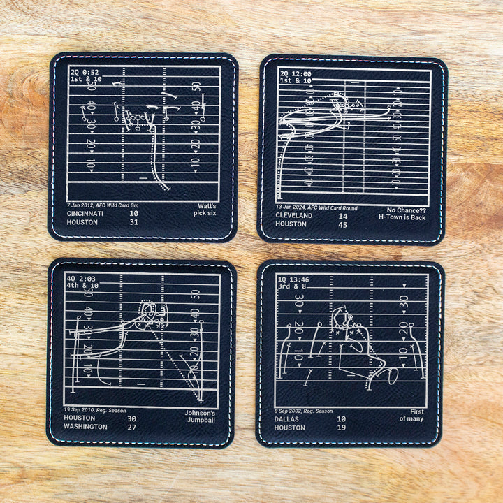 Houston Texans Greatest Plays: Leatherette Coasters (Set of 4)