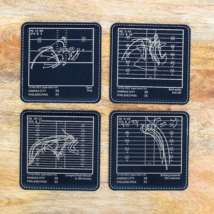 <b>2023 Champions</b> Chiefs Plays: Leatherette Coasters (Set of 4)