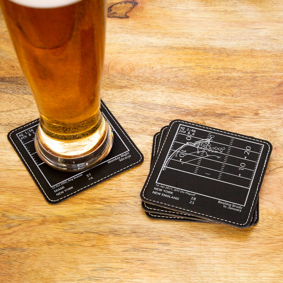 New York Jets Greatest Plays: Leatherette Coasters (Set of 4)
