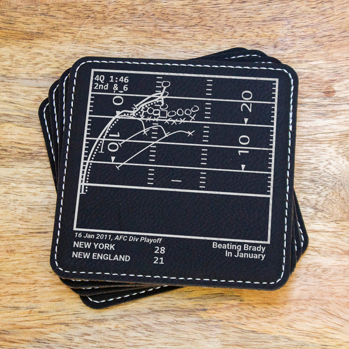 New York Jets Greatest Plays: Leatherette Coasters (Set of 4)