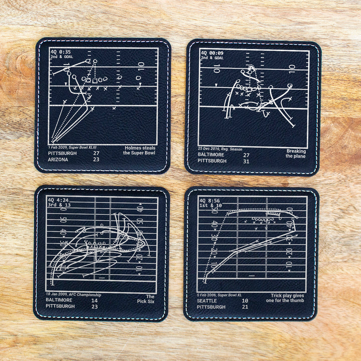 Greatest Steelers Modern Plays: Leatherette Coasters (Set of 4)