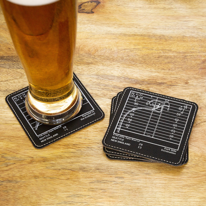 <b>Seahawks 2026 Super Bowl</b> Champions Plays: Leatherette Coasters (Set of 4)