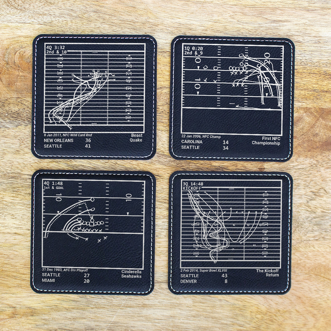 Seattle Seahawks Greatest Plays: Leatherette Coasters (Set of 4)