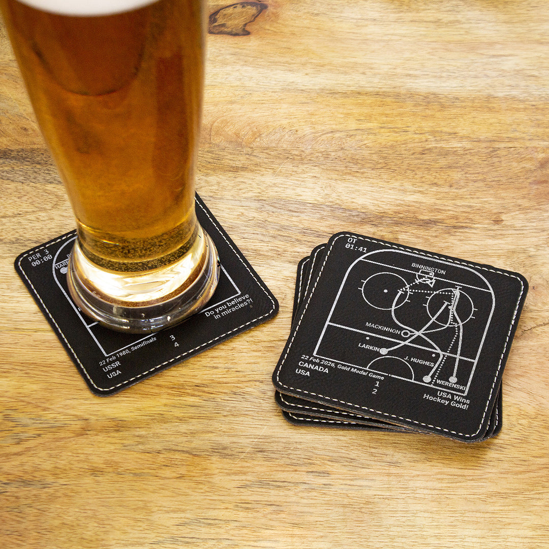 United States Men's National Hockey Team Greatest Goals: Leatherette Coasters (Set of 4)
