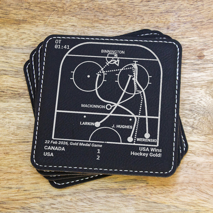 United States Men's National Hockey Team Greatest Goals: Leatherette Coasters (Set of 4)