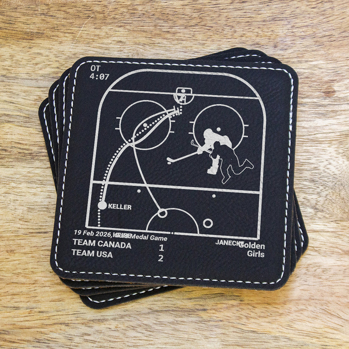 United States Women's National Hockey Team Greatest Goals: Leatherette Coasters (Set of 4)