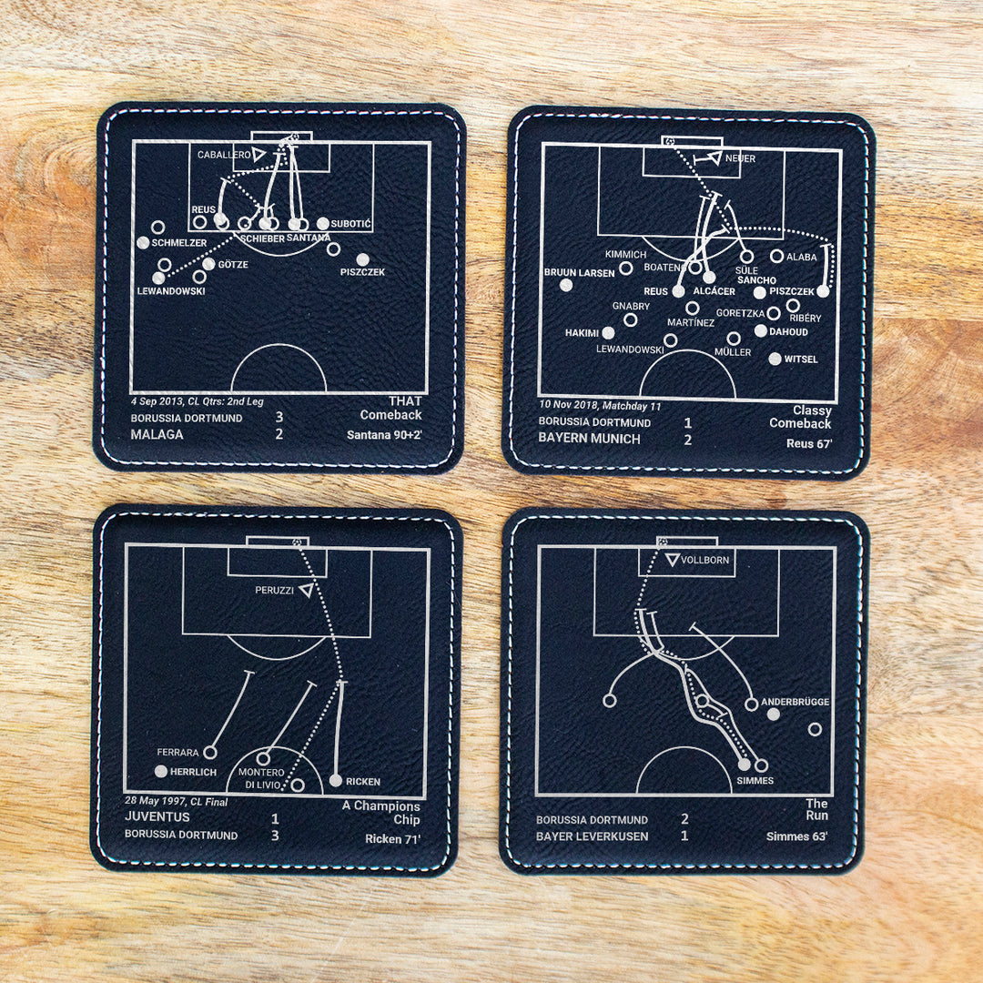 Borussia Dortmund Greatest Goals: Leatherette Coasters (Set of 4)