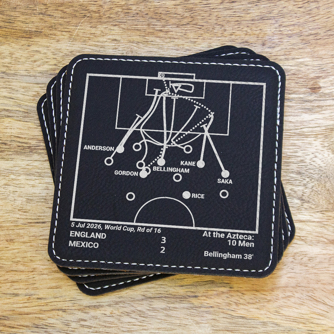 Greatest England National Team World Cup Plays: Leatherette Coasters (Set of 4)