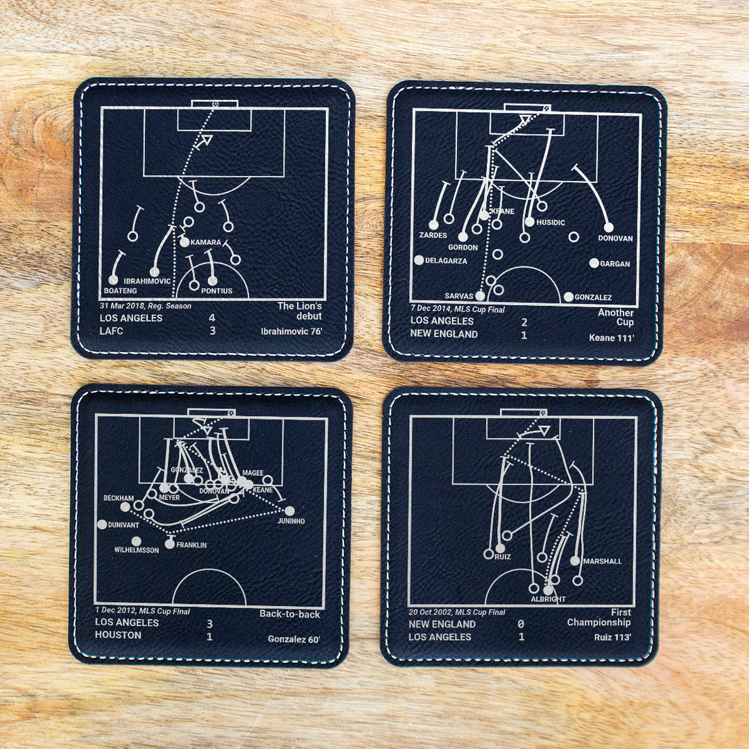 Greatest LA Galaxy Goals: Leatherette Coasters (Set of 4)