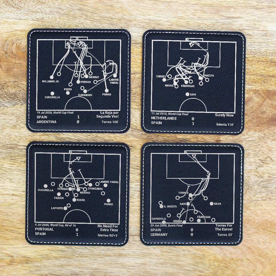 Greatest Spanish National Team Goals: Leatherette Coasters (Set of 4)