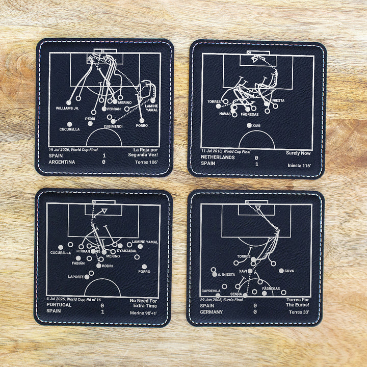 Greatest Spanish National Team Goals: Leatherette Coasters (Set of 4)