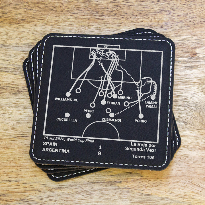 Greatest Spanish National Team Goals: Leatherette Coasters (Set of 4)