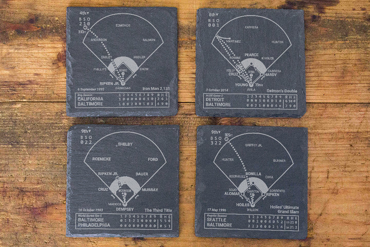 Baltimore Orioles Greatest Plays: Slate Coasters (Set of 4)
