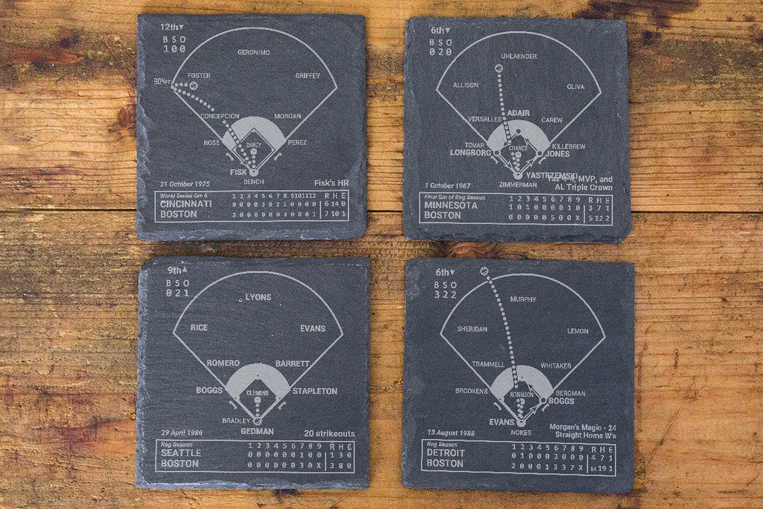 Greatest Red Sox Vintage Plays: Slate Coasters (Set of 4)