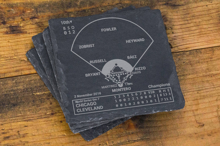 <b>2016 Champions</b> Cubs Plays: Slate Coasters (Set of 4)
