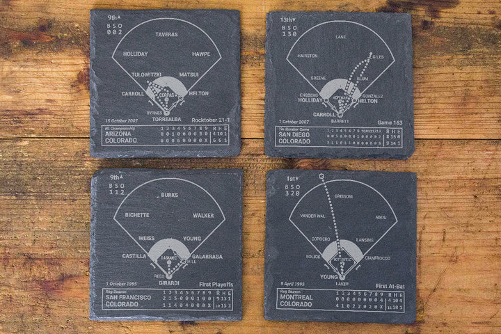 Colorado Rockies Greatest Plays: Slate Coasters (Set of 4)
