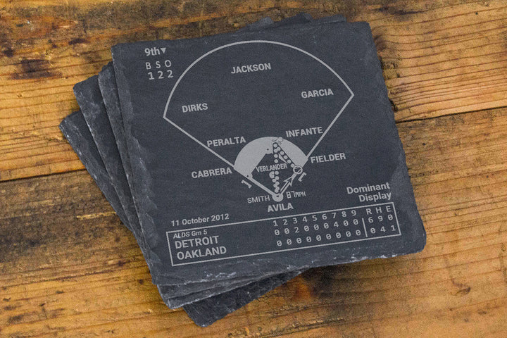 Detroit Tigers Greatest Plays: Slate Coasters (Set of 4)