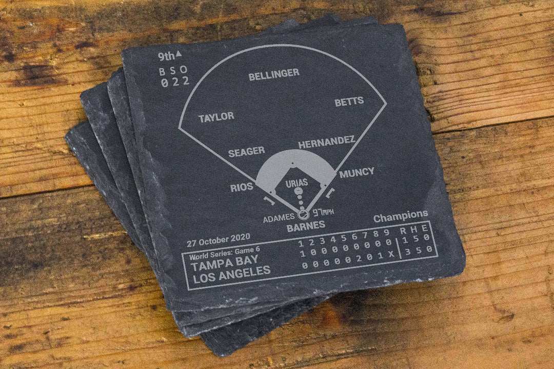 <b>2020 Champions</b> Dodgers Plays: Slate Coasters (Set of 4)