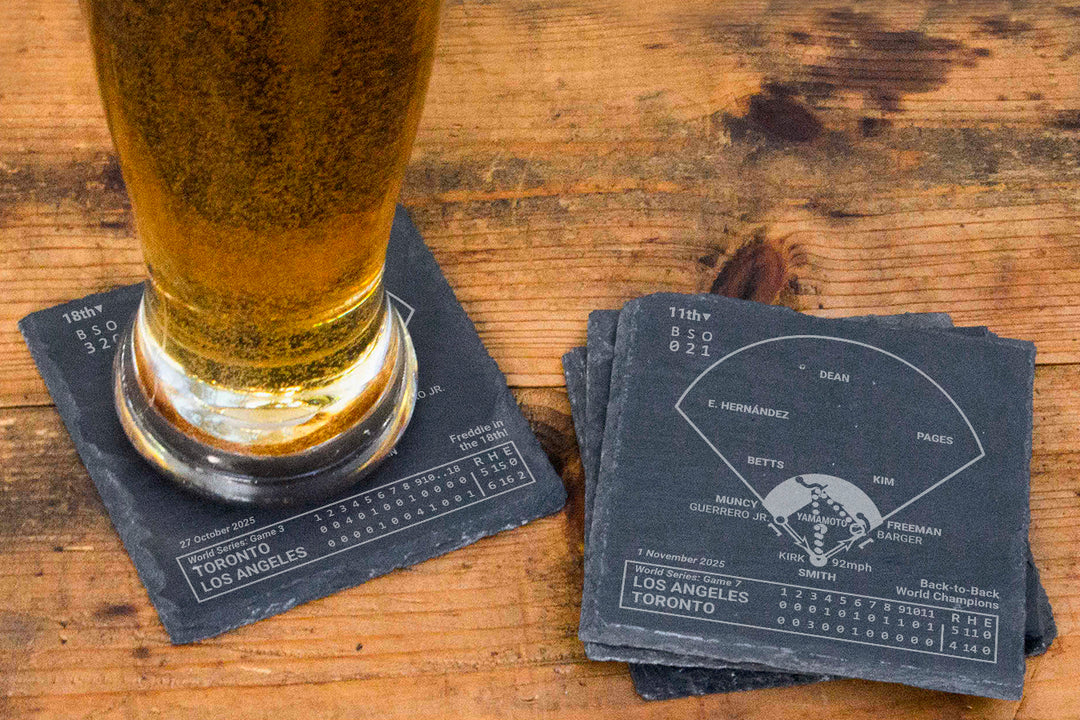 <b>2025 Champions</b> Dodgers Plays: Slate Coasters (Set of 4)