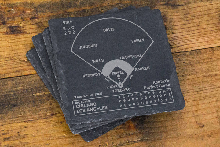 Los Angeles Dodgers Greatest Plays: Slate Coasters (Set of 4)