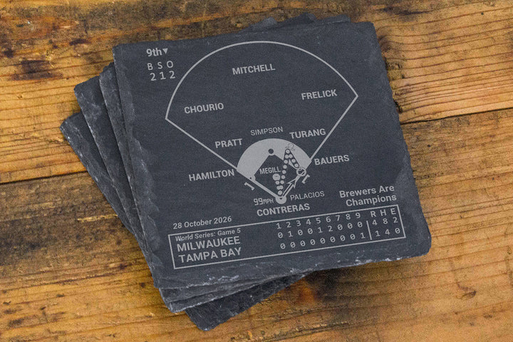 <b>2026 Championship</b> Milwaukee Brewers Plays: Slate Coasters (Set of 4)