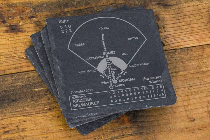 Milwaukee Brewers Greatest Plays: Slate Coasters (Set of 4)