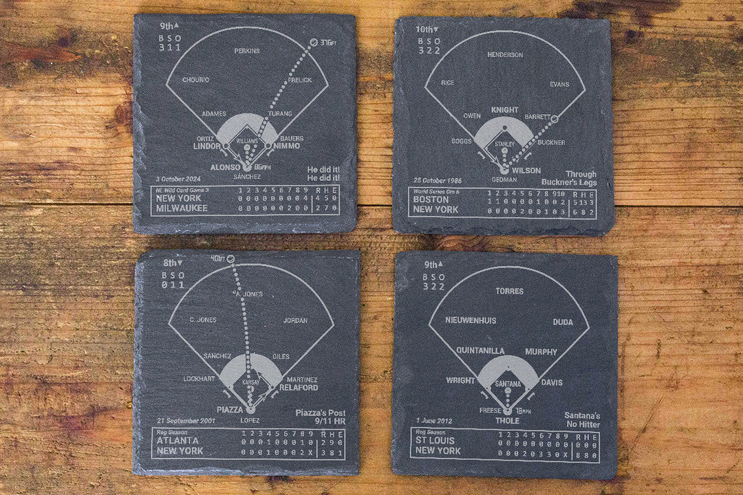 New York Mets Greatest Plays: Slate Coasters (Set of 4)