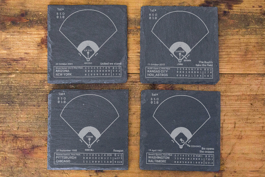 Republican Presidents First Pitches Slate Coasters (Set of 4)