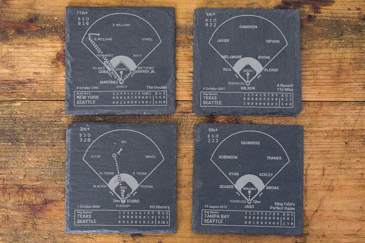 Seattle Mariners Greatest Plays: Slate Coasters (Set of 4)