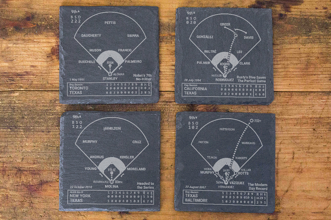 Texas Rangers Greatest Plays: Slate Coasters (Set of 4)