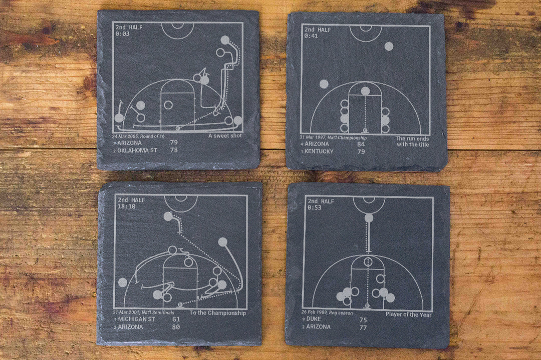 Greatest Arizona Basketball Plays: Slate Coasters (Set of 4)