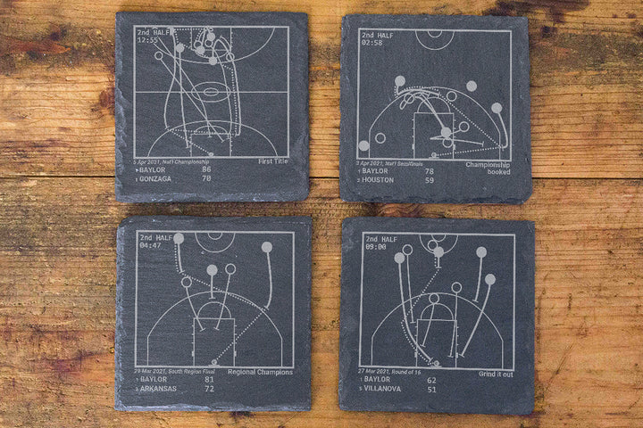 <b>2021 Champions</b> Baylor Basketball Plays: Slate Coasters (Set of 4)