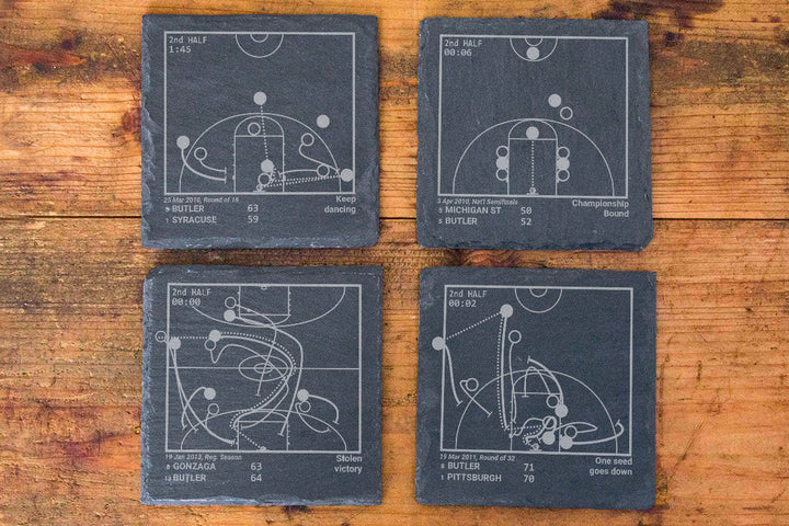 Butler Basketball Greatest Plays: Slate Coasters (Set of 4)