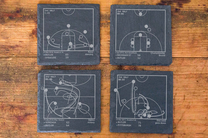 Butler Basketball Greatest Plays: Slate Coasters (Set of 4)