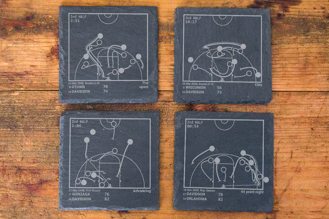 Davidson Basketball Greatest Plays: Slate Coasters (Set of 4)